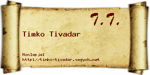 Timko Tivadar névjegykártya
